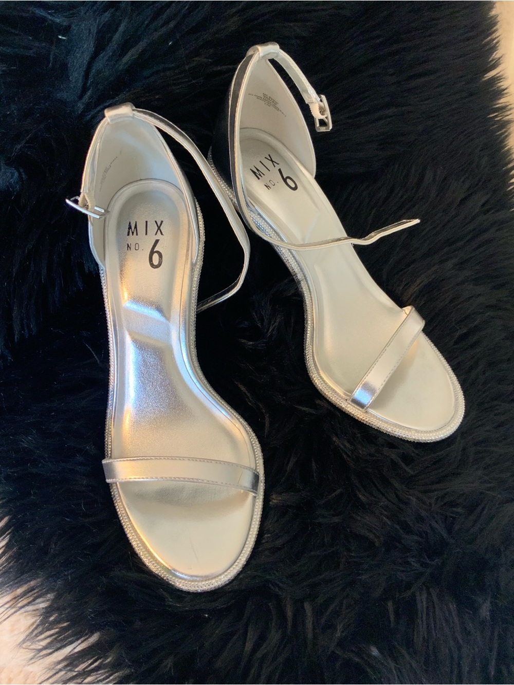 Mix No. 6 Metallic Silver Strappy Heeled Sandals